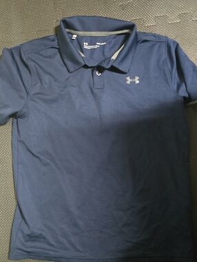 Under Armour Kid's Dark Navy Polo with Gray Logo